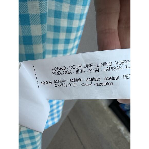 Zara Blazer Blue & White Gingham Blazer Bloggers Favorite Preppy Clueless Sz L - Picture 14 of 16